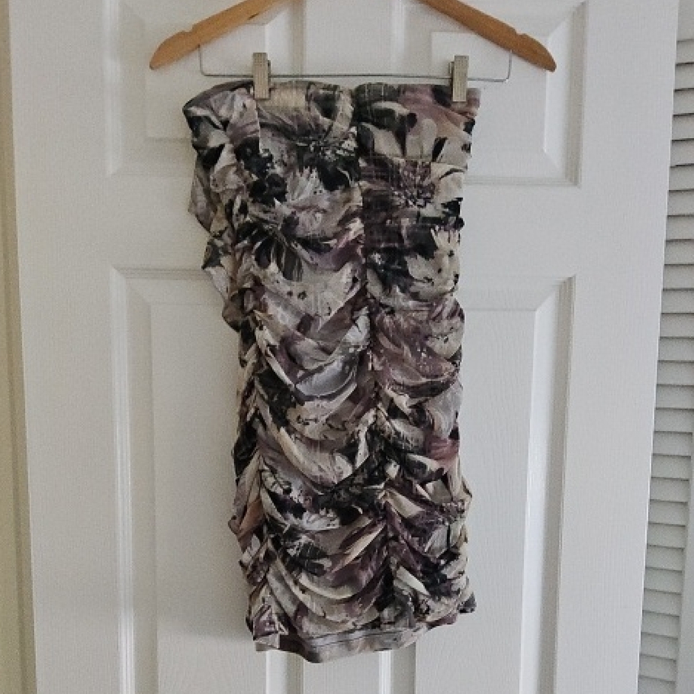 Abstract Print Ruched Dress - Picture 3 of 3